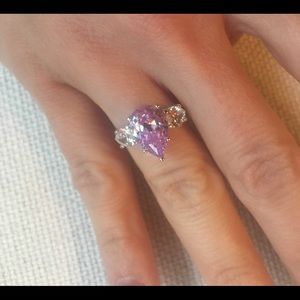 ❤️New Sterling silver cubic zirconia/amethyst ring